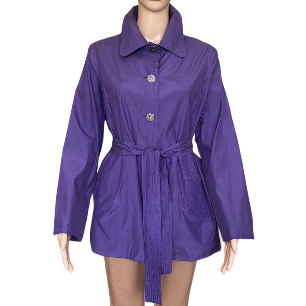 Chico's Purple Belted Lightweight Short Trench Coat Style Jacket size 1  / US 8